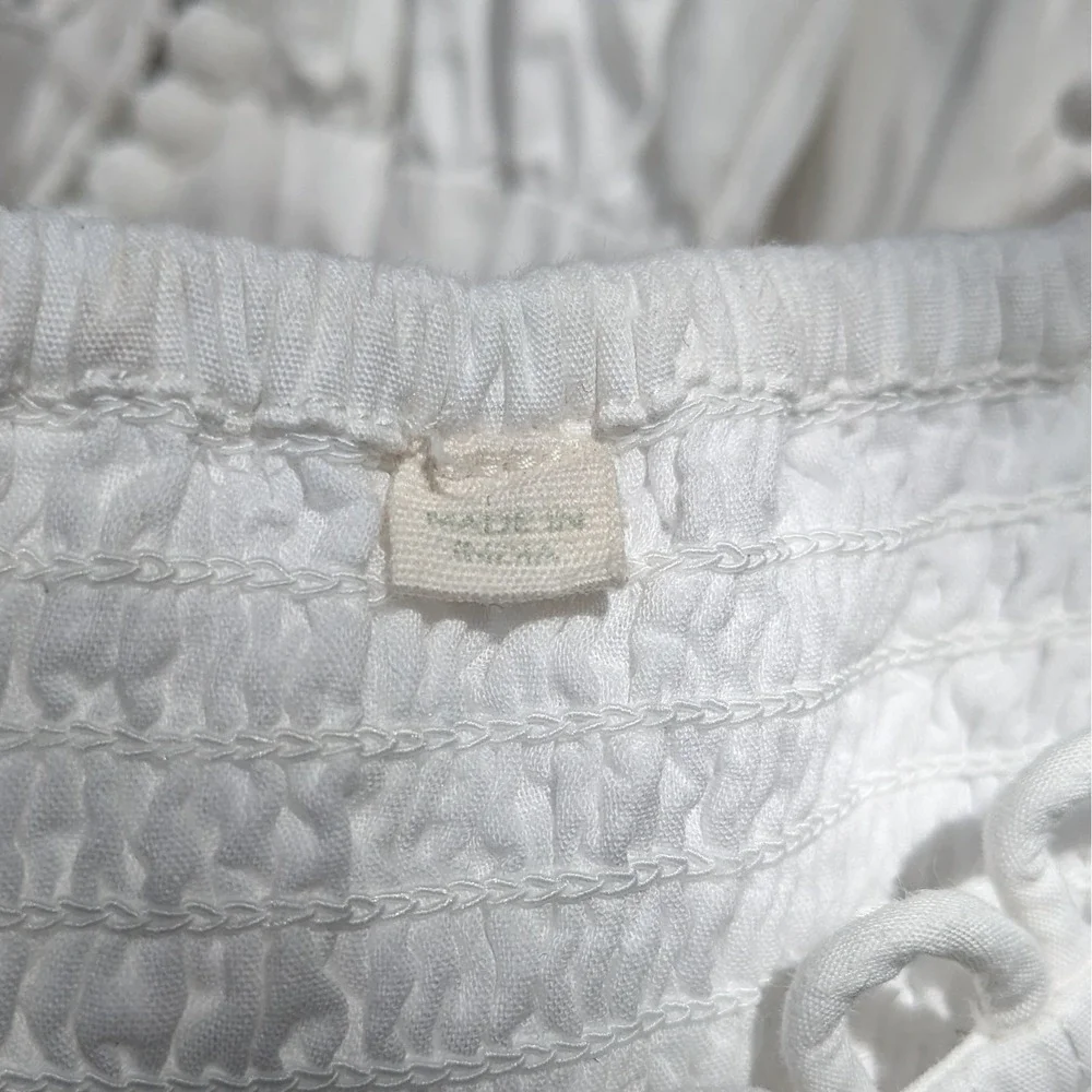 Forever That Girl Adrianna Lace Romper L White Wide Bloomer Shorts Boho Smocked - Picture 11 of 16